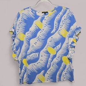 Toupy Paris Silk Blend Waves And Sun Boxy Top Size S/M